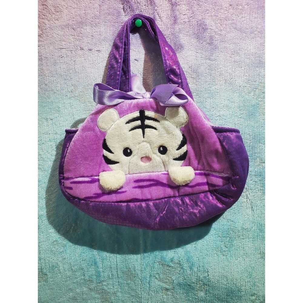 Purple Aurora Holographic Panda Plush Animal Tigger Blue Stuffed Carrier Bag